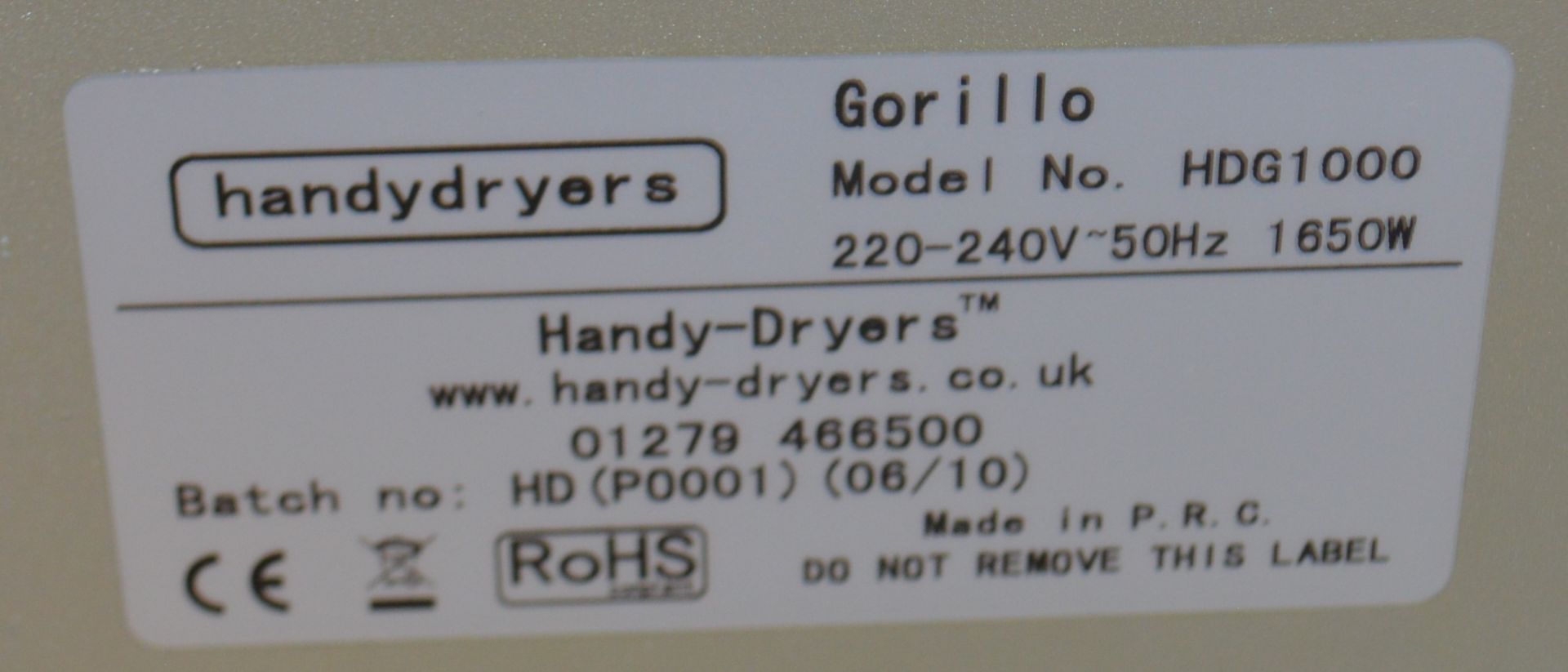 1 x Gorillo Blade Hand Dryer - Model: HdG1000 - RRP £384 - Recently Removed From A Commercial - Image 3 of 3