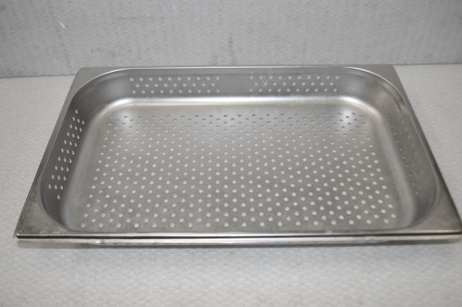 12 x Stainless Steel Perforated Gastronorm Trays - Dimensions: L53 x W33 x D6cm - Recently Removed - Image 2 of 2