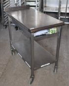 1 x Large Stainless Steel Mobile Prep Table With Castors and Undershelves - Recently Removed From