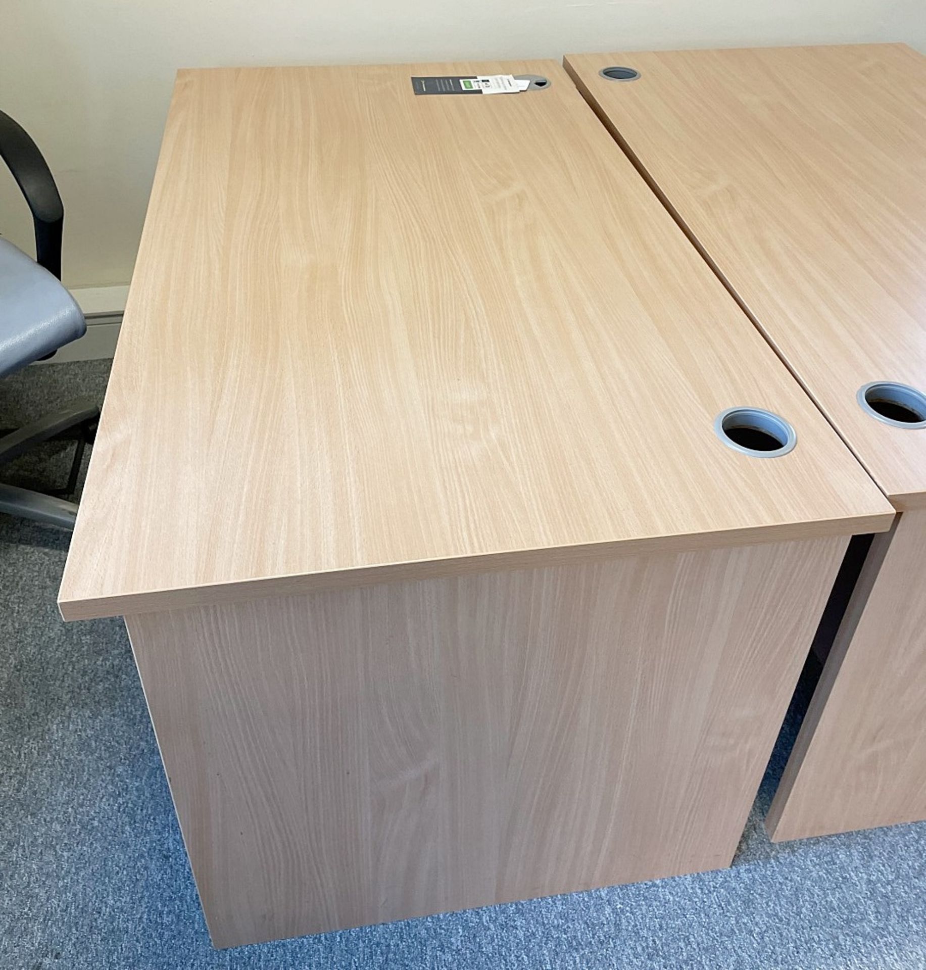 2 x Rectangular Office Desks Featuring A Beech Finish And Cable Ports - Image 4 of 5