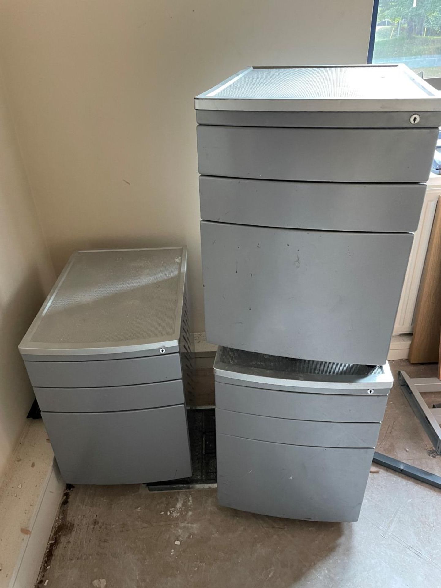 3 x Grey Metal Office File Cabinets - Dimensions: H57 X W40 X D56cm - From A Working Office - Image 2 of 3