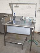 1 x Stainless Steel Commercial Wash Basin With Large Basin, Mixer Tap, Detergent Dispensers and Over