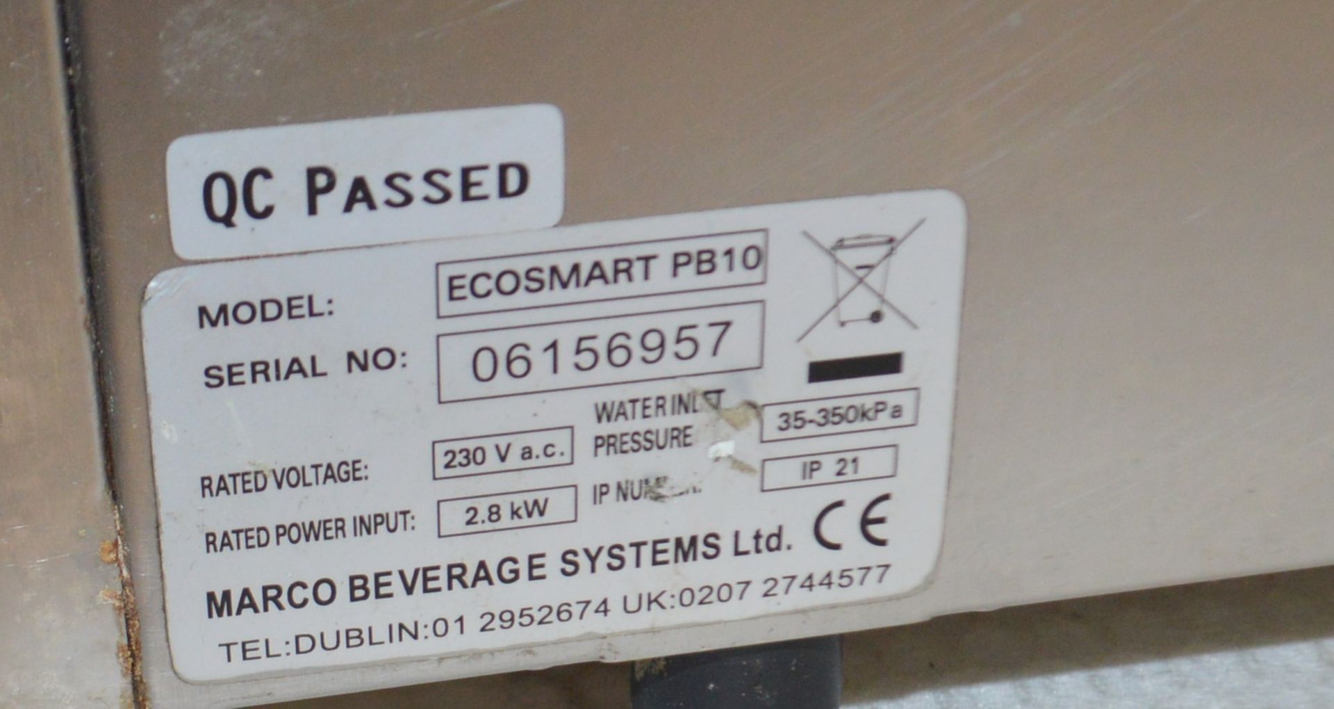 1 x Marco Eco Smart Boiling Hot Water Dispenser Model:Ecosmart PB10  - Mains Water Feed - Recently - Image 6 of 6