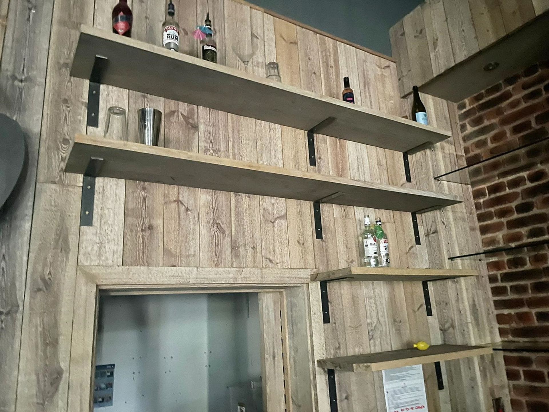 Various Collection of Backbar Shelving - Includes 4 x Wall Mounted Shelves, 7 x Glass Shelves (