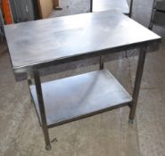 1 x Stainless Steel Commercial Prep Table - Size H76 x W93 x D61 cms - Recently Removed From Major
