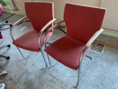 2 x Office Chairs With Metal Bases And Wooden Finished Arm Rests - - From A Working Office