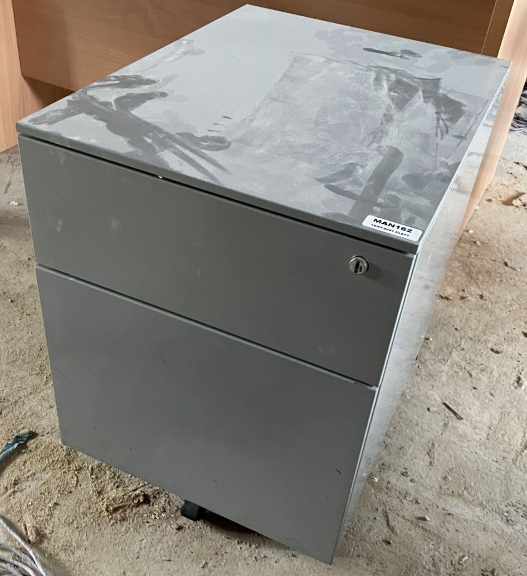 1 x Metal 2-Drawer Office Filing Cabinet - Dimensions: H56 X W55 X D42cm  - From An Executive Office