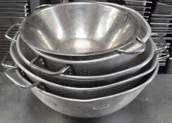5 x Stainless Steel chefs Colanders - Large Sizes - Recently Removed From a Commercial Restaurant