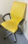 2 x Verco Ergonomic Leather Yellow Operators Chairs - From A Executive Office Environment -