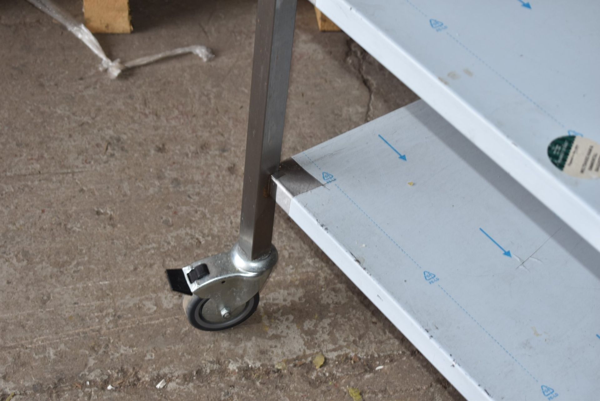 1 x Stainless Steel Prep Table, With Undershelves, Castor Wheels and Knife Block - Still Has - Image 6 of 10