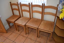 4 x Pine Dining Chairs - No VAT On The Hammer - CL999 - Location: Manchester, M20 Dimensions to