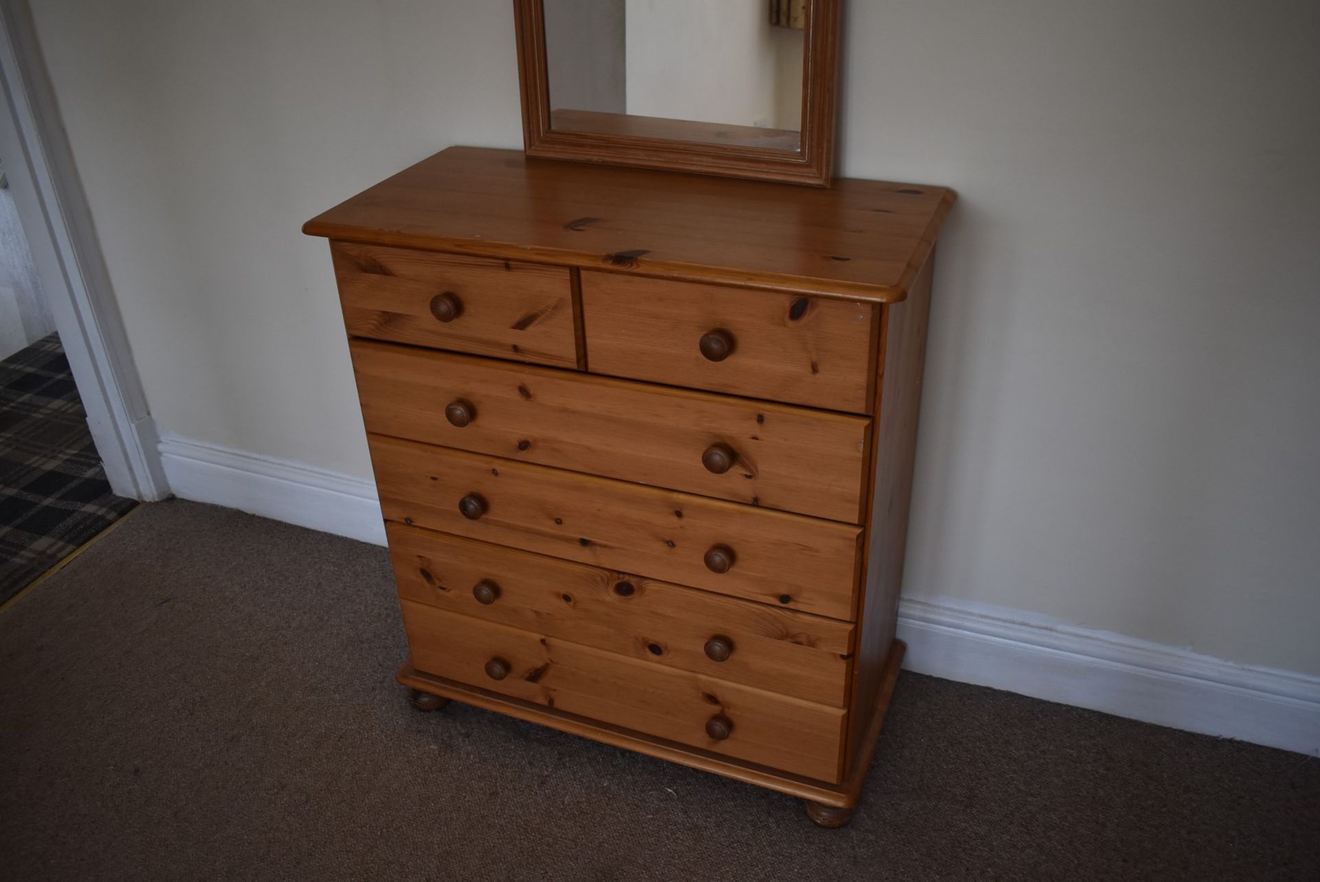 1 x Pine Chest of Bedroom Drawers With Matching Mirror -  No VAT On The Hammer - CL999 - Location: - Image 2 of 3