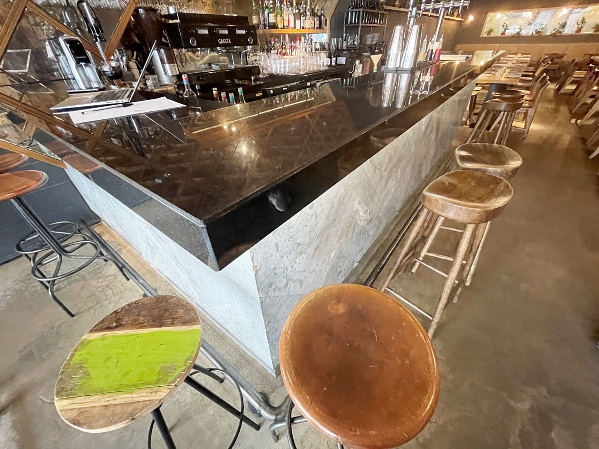 4.3 Metre Long Restaurant Bar With Black Granite Counter Top, Stainless Steel Back-Bar + Glass Rack - Image 12 of 26