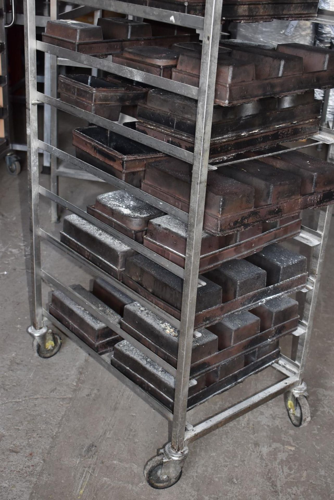 1 x Bakers Tray Rack With Various Pie Baking Trays - Stainless Steel With Castors - Recently Removed - Image 3 of 6