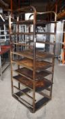 1 x Bakers 9 Tier Mobile Tray Rack With 5 Perforated Trays - Stainless Steel With Castors - Recently