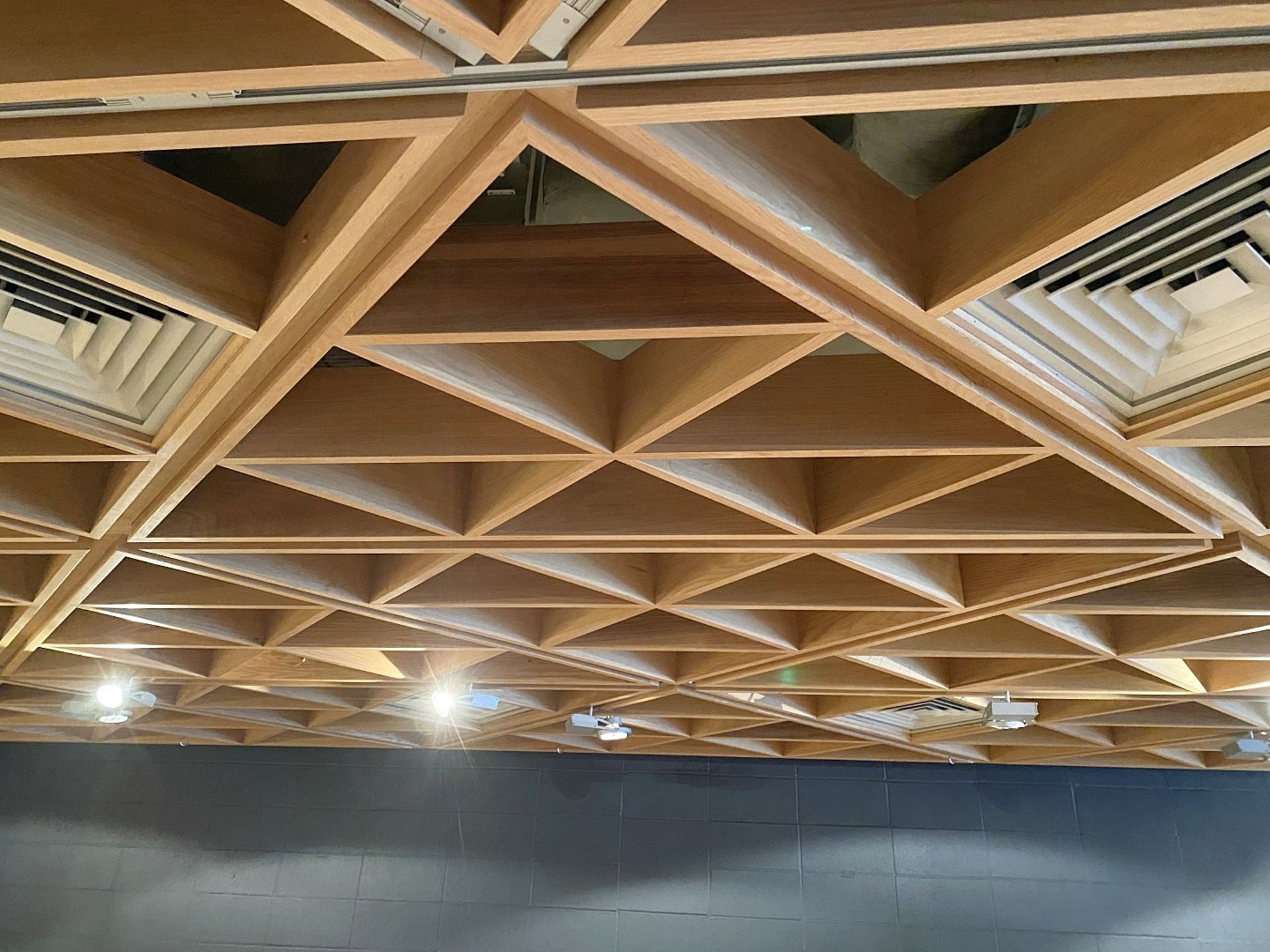 Large Quantity Of Decorative Wooden Frame Ceiling Panels - Currently Covers An Area Of  15m x 5m - Image 2 of 9