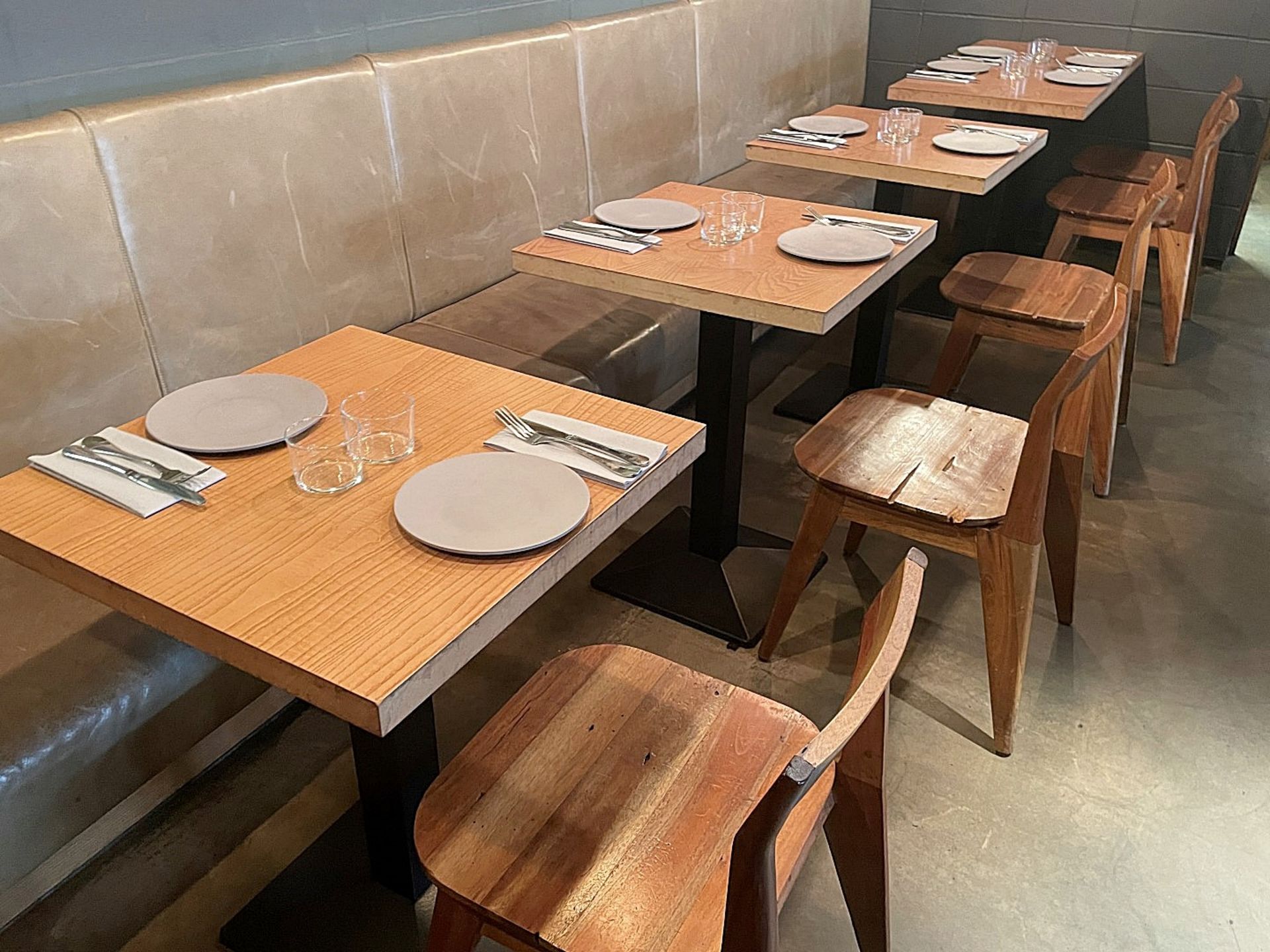 10 x Square Bistro Tables Featuring Wooden Tops And Sturdy Metal Bases - Dimensions To Follow - Ref: - Image 4 of 6