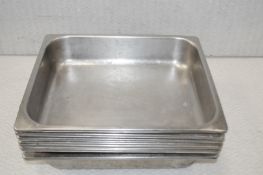 12 x Stainless Steel Gastronorm Trays - Dimensions: L32.5 x W16.5cm - Recently Removed From a