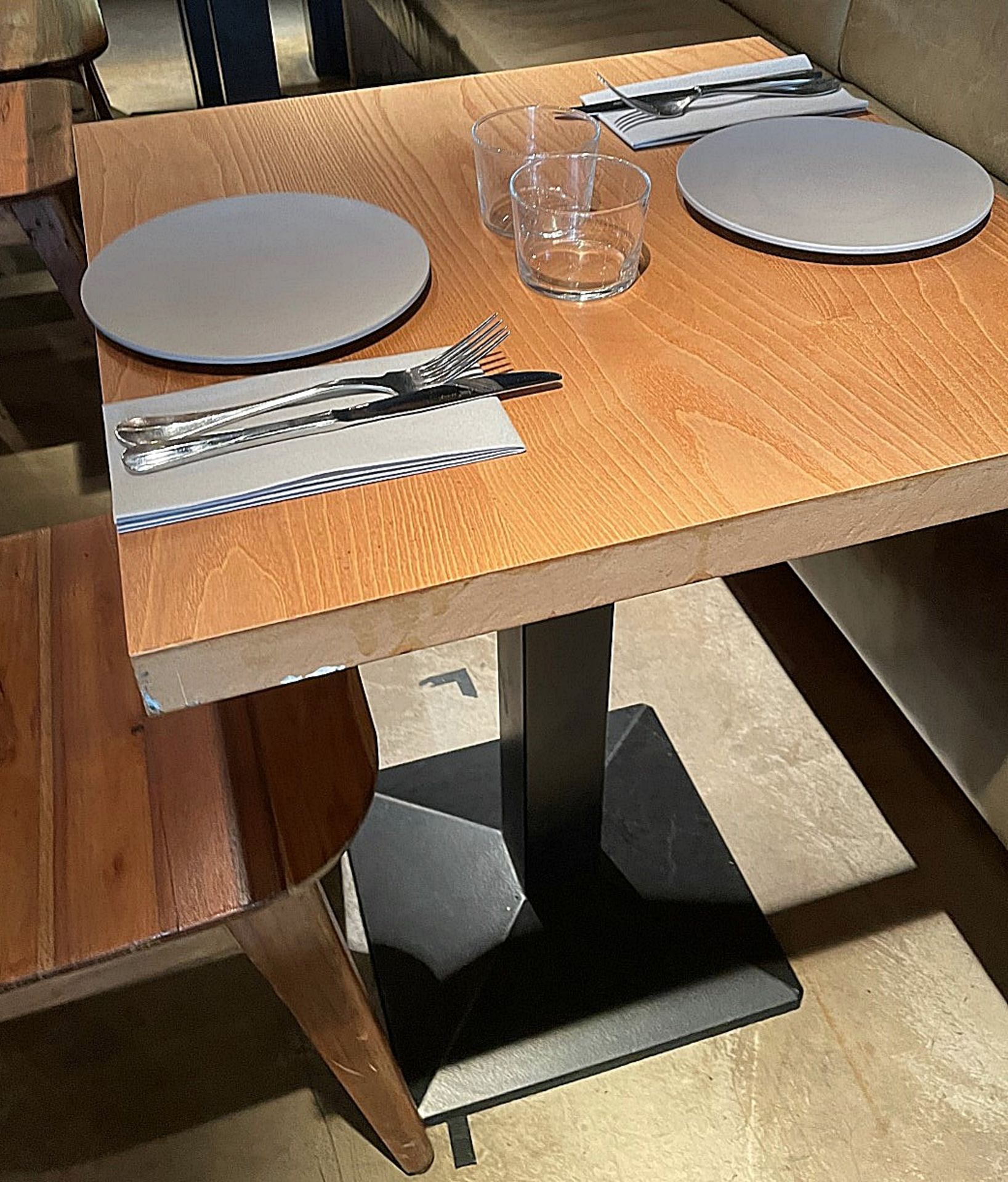 4 x Square Bistro Tables Featuring Wooden Tops And Sturdy Metal Bases - Dimensions To Follow - - Image 3 of 6