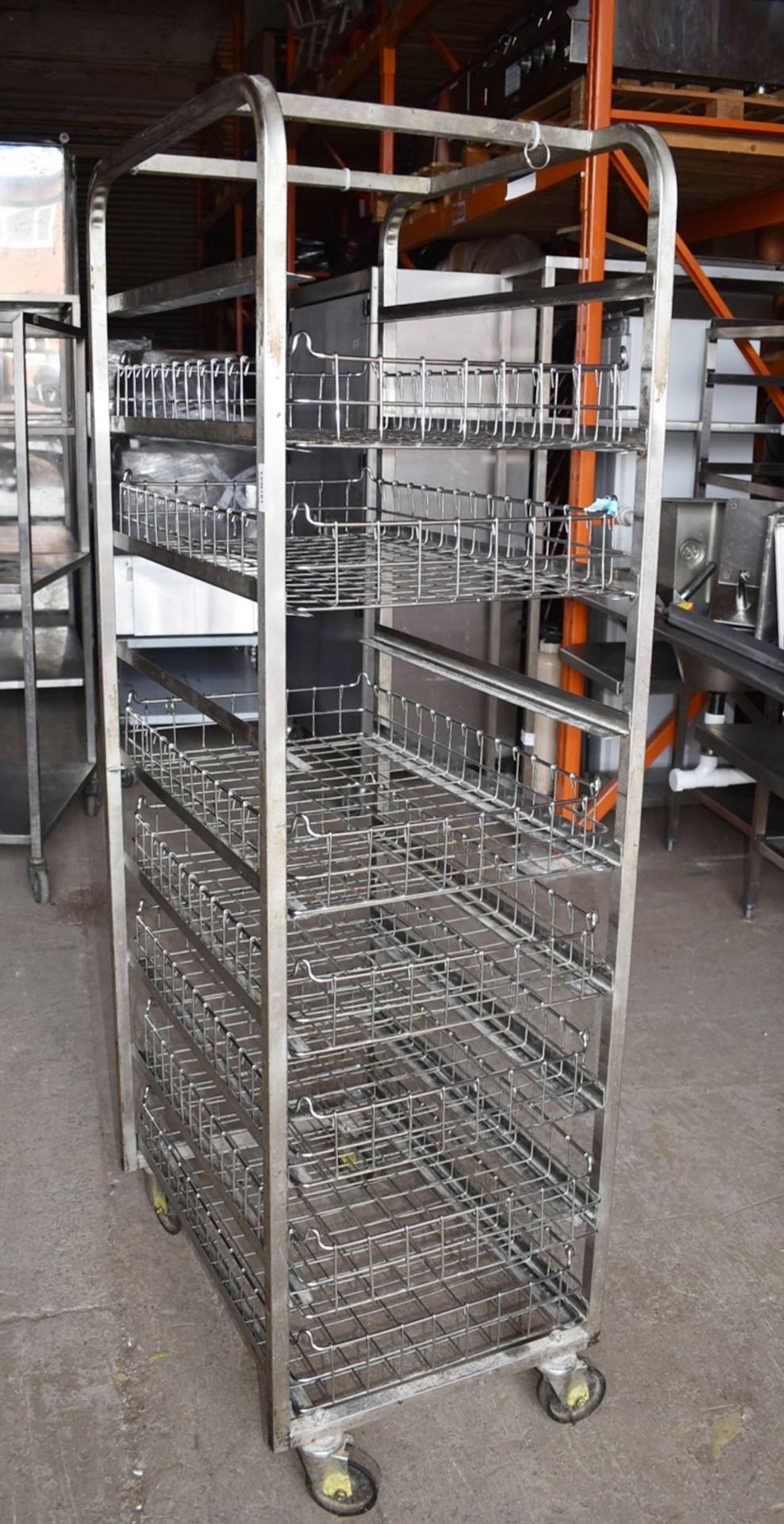 1 x Bakers 11 Tier Mobile Tray Rack With 7 Removable Wire Baskets - Stainless Steel With Castors - - Image 6 of 8