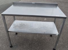 1 x Stainless Steel Prep Table With Upstand and Undershelf - Dimensions: H91 x W115 x D65 cms -