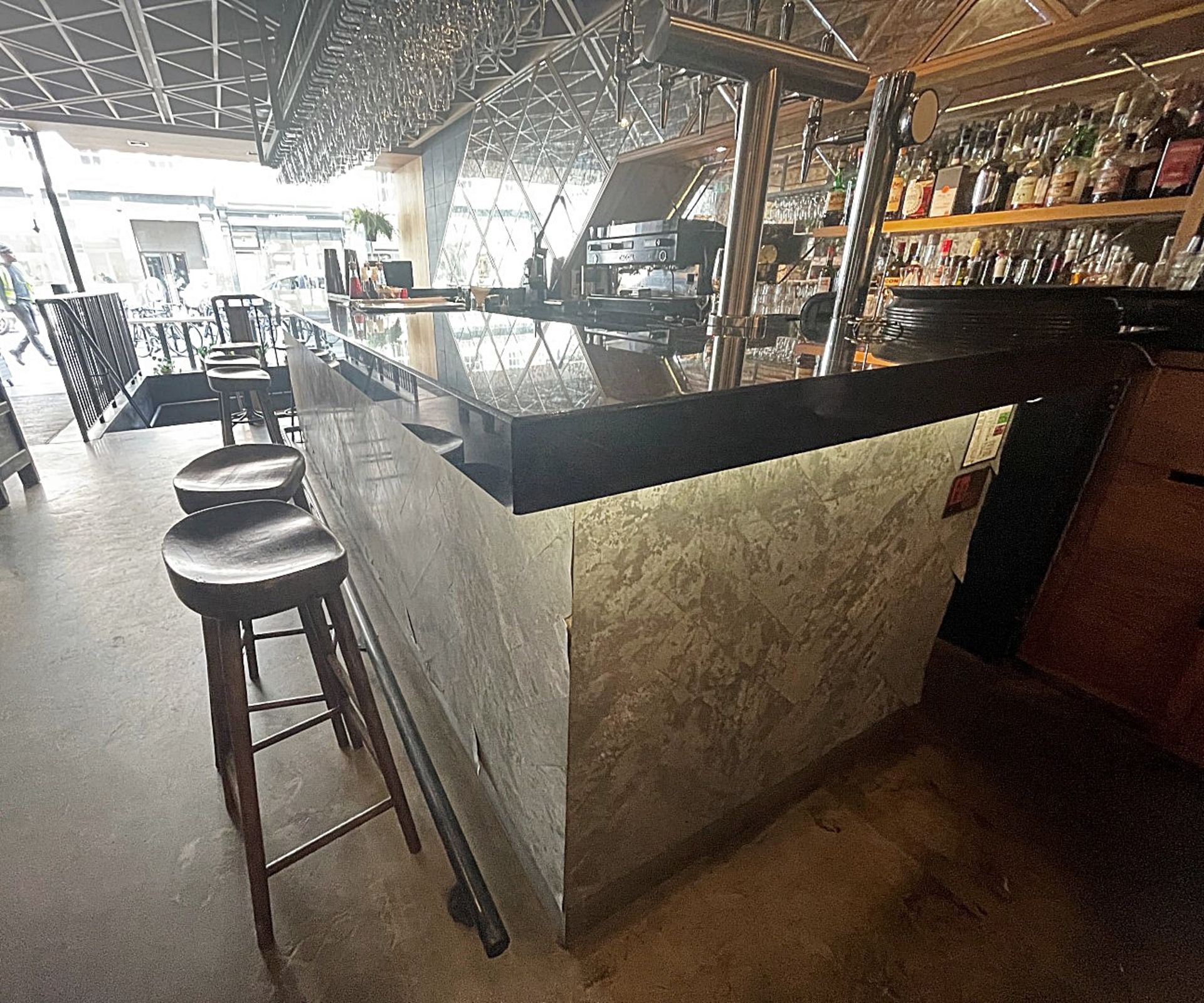 4.3 Metre Long Restaurant Bar With Black Granite Counter Top, Stainless Steel Back-Bar + Glass Rack - Image 26 of 26