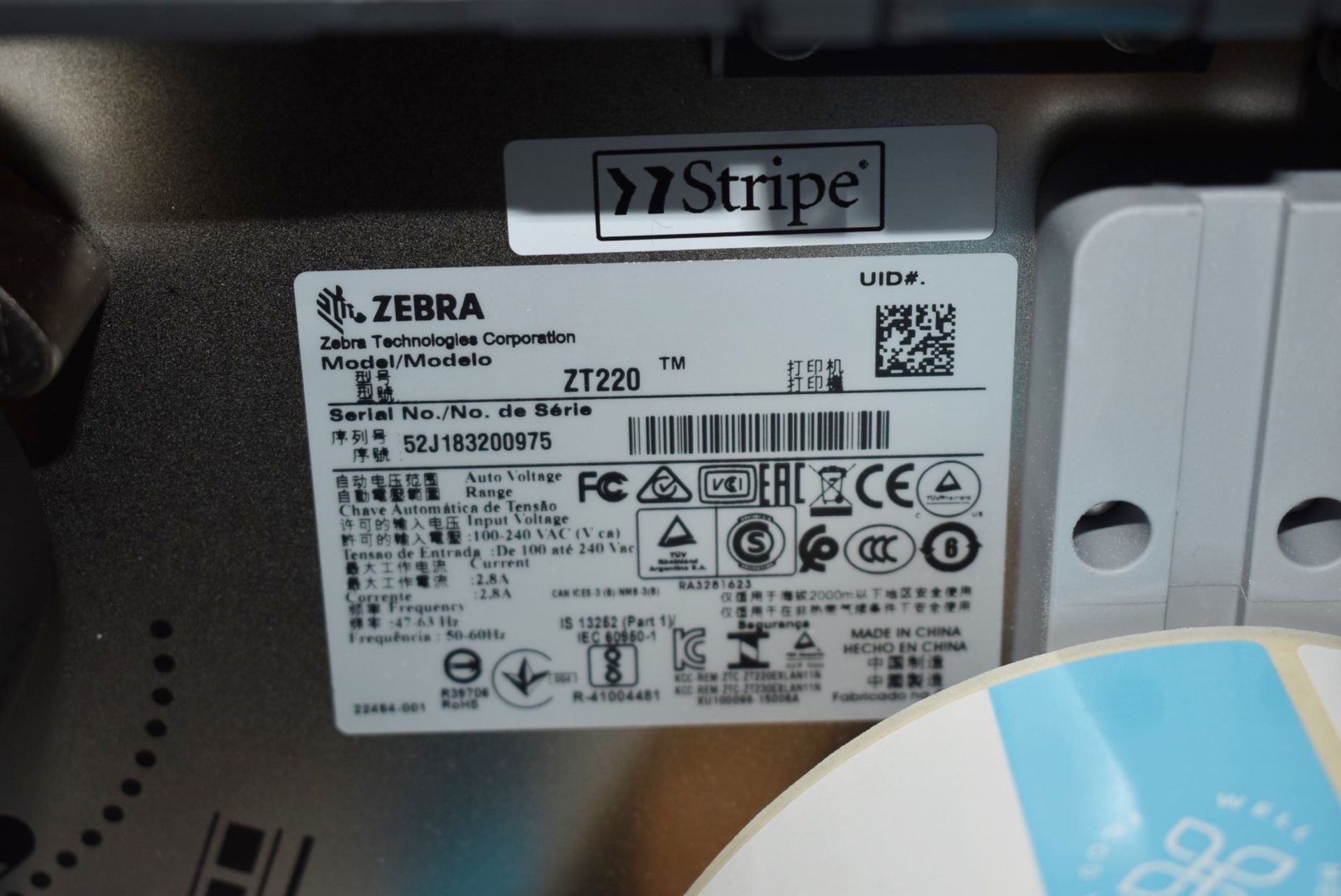 1 x Zebra ZT220 Desktop Thermal Transfer Label Printer - RRP £659 - Recently Removed From a Vegan - Image 10 of 10
