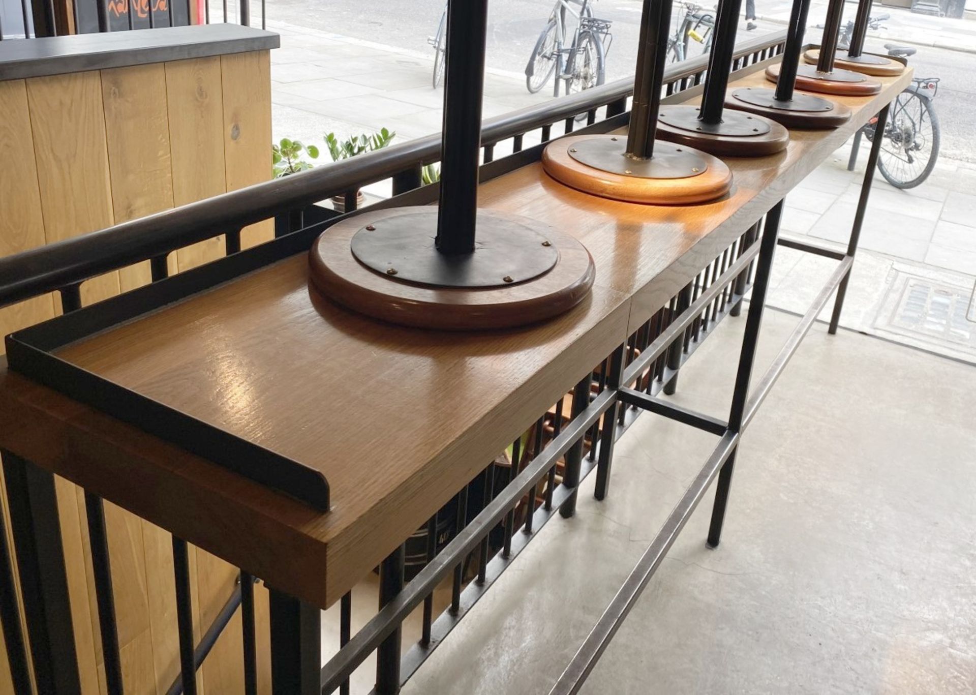 1 x 3-Metre Long Diner / Breakfast Bar Featuring A Solid Wood Top And Solid Metal Frame - Image 7 of 7