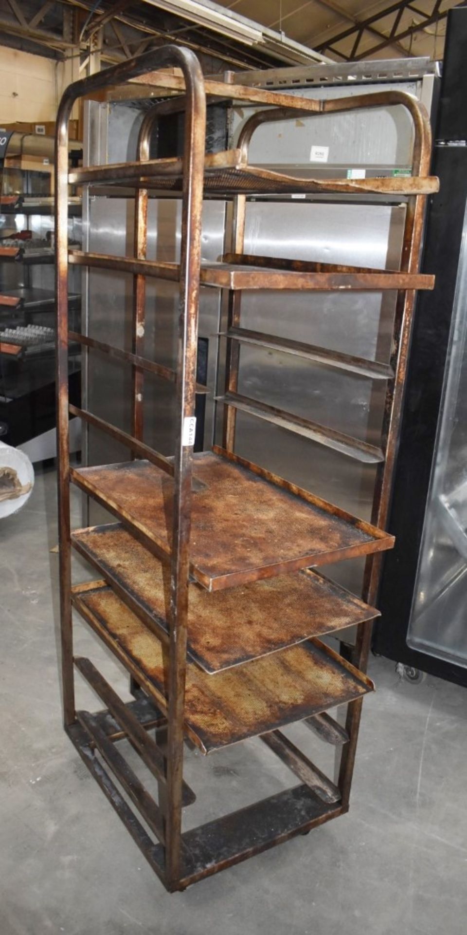 1 x Upright Mobile Backing Rack With Three Trays