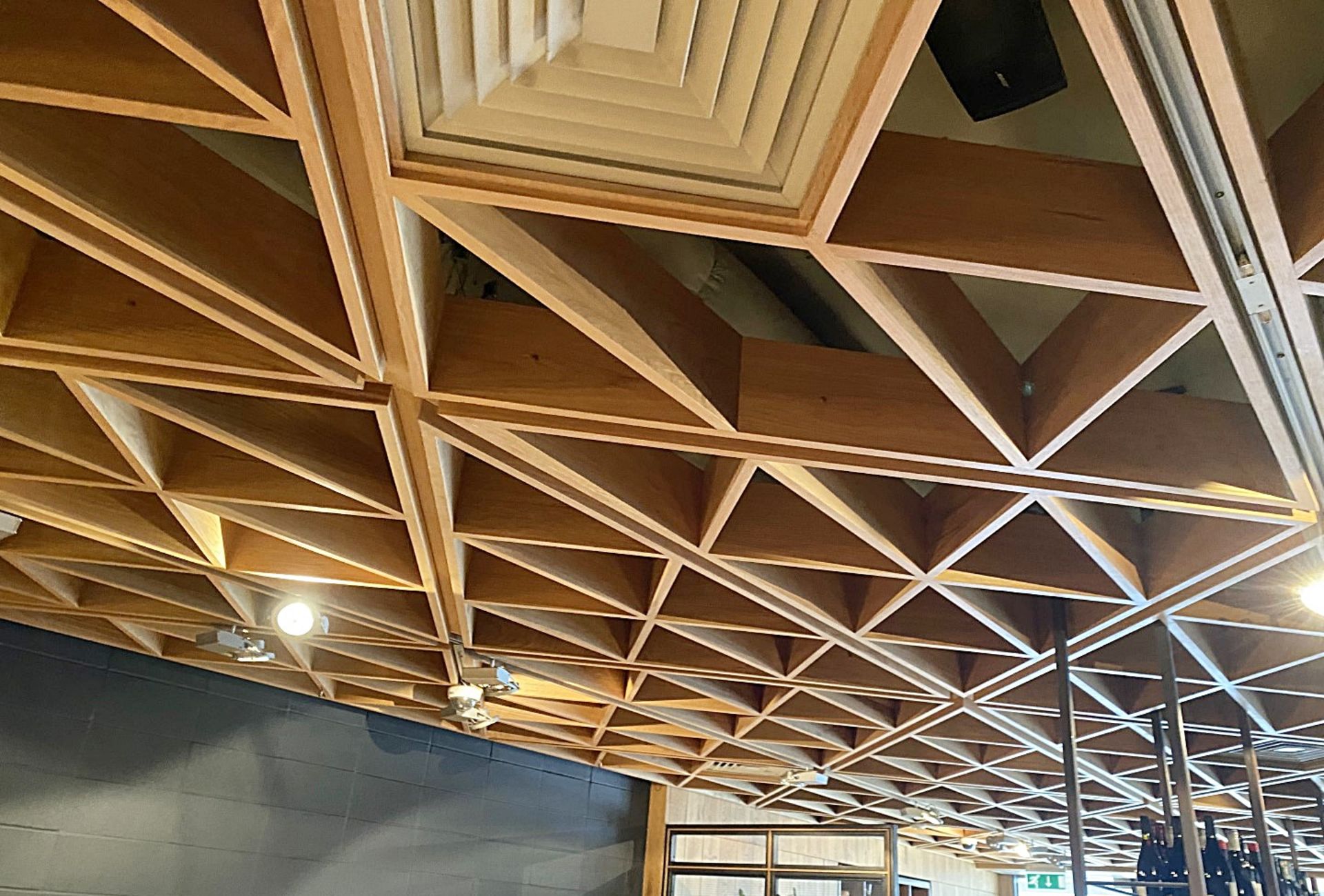 Large Quantity Of Decorative Wooden Frame Ceiling Panels - Currently Covers An Area Of  15m x 5m - Image 4 of 9