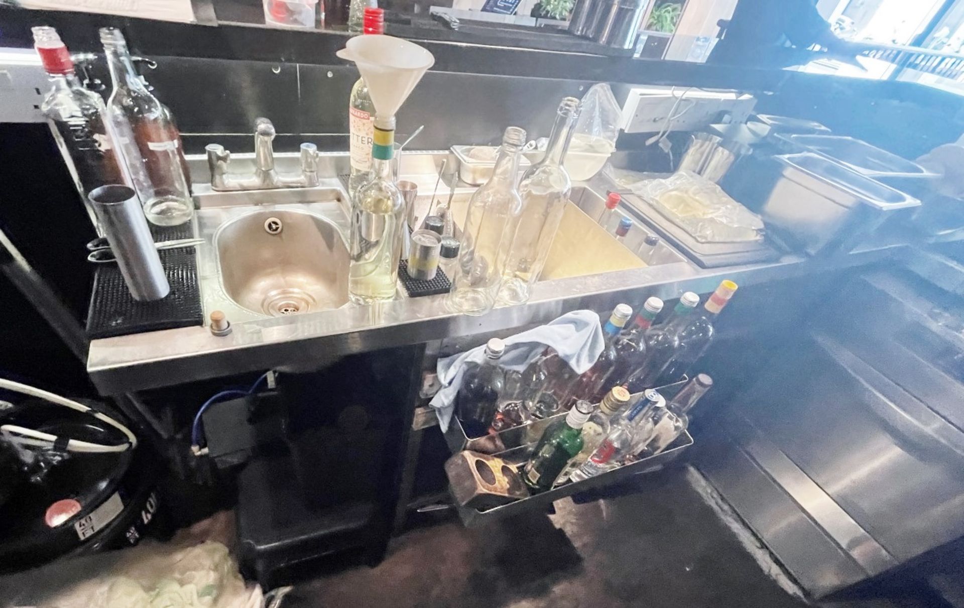 4.3 Metre Long Restaurant Bar With Black Granite Counter Top, Stainless Steel Back-Bar + Glass Rack - Image 19 of 26