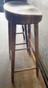4 x Rustic-style Solid Wooden Bistro Bar Stools With Carved Seats - Ref: MAN100 - CL677 -