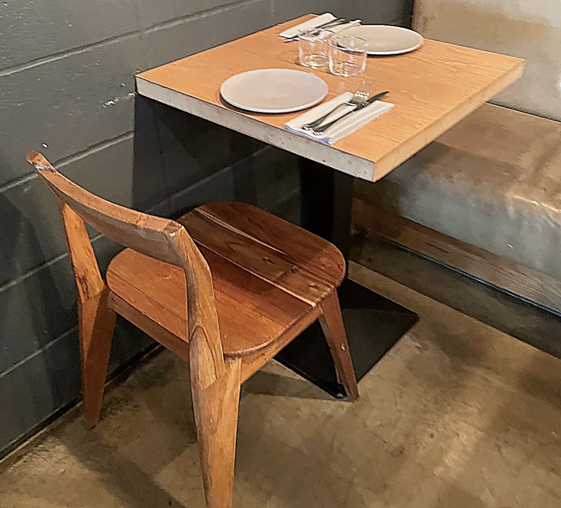 4 x Square Bistro Tables Featuring Wooden Tops And Sturdy Metal Bases - Dimensions To Follow - - Image 3 of 5