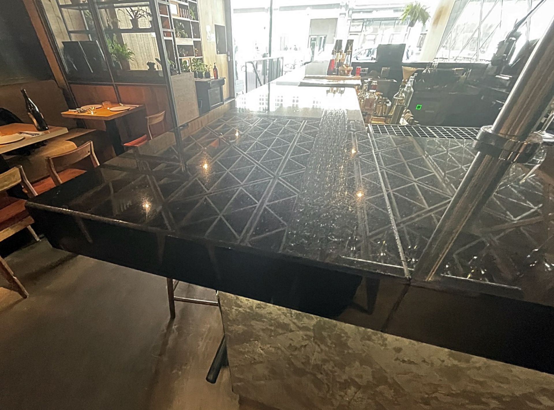 4.3 Metre Long Restaurant Bar With Black Granite Counter Top, Stainless Steel Back-Bar + Glass Rack - Image 24 of 26