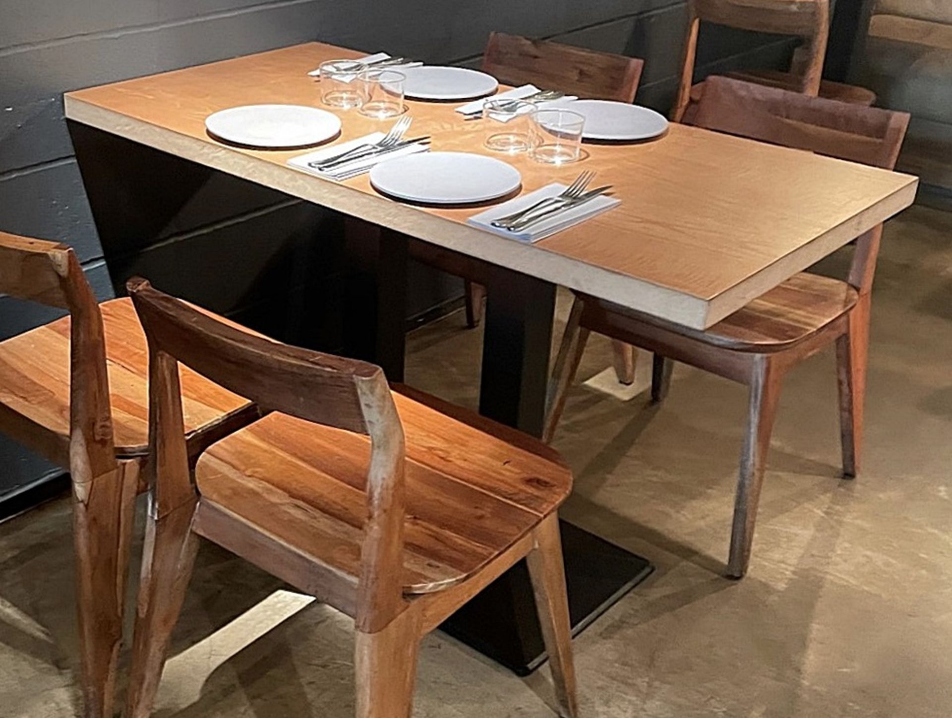 3 x Rectangular Wood-Topped Bistro Tables With Sturdy Metal Bases - Dimensions (approx): 120 x 60