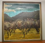 1 x Original Signed Framed Painting Of A Spanish Orchard By Lydia Bauman (1997) - Dimensions: 122