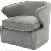 1 x EICHHOLTZ 'Dorset' Velvet Upholstered Chair In Granite Grey With Swivel Base - Ref: 5836384(B)/