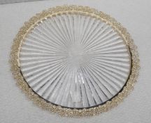 1 x BALDI 'Home Jewels' Italian Hand-crafted Artisan Clear Crystal Platter With Ornate Gold Trim -