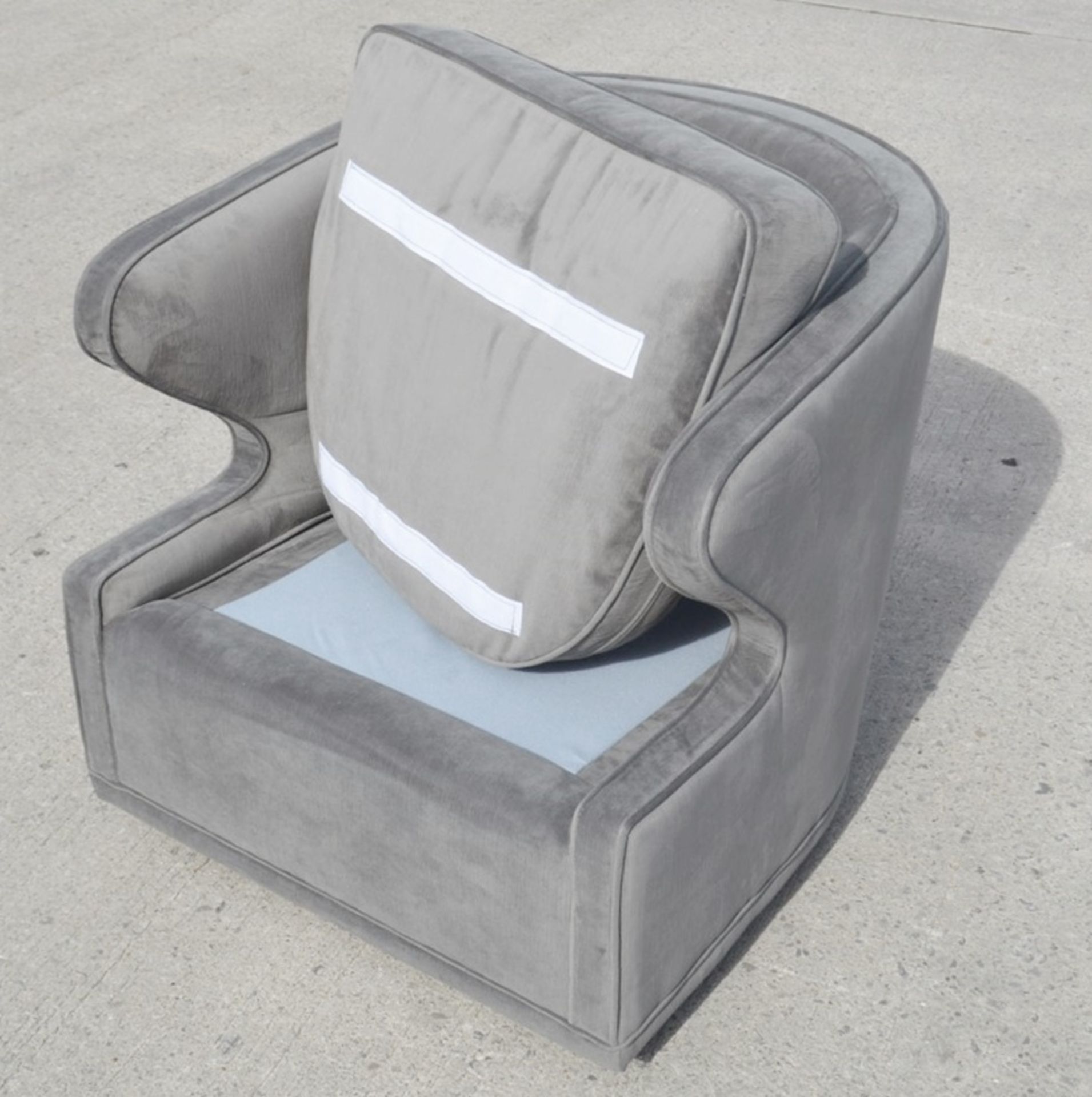 1 x EICHHOLTZ 'Dorset' Velvet Upholstered Chair In Granite Grey With Swivel Base - Ref: 5836384(B)/ - Image 7 of 13