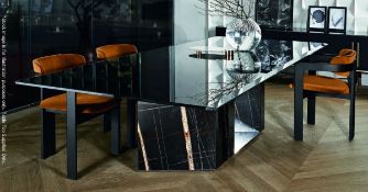 1 x GALLOTTI & RADICE 'Platinum' Italian Made Tinted Glass Table Top *No Base* - Dimensions: To