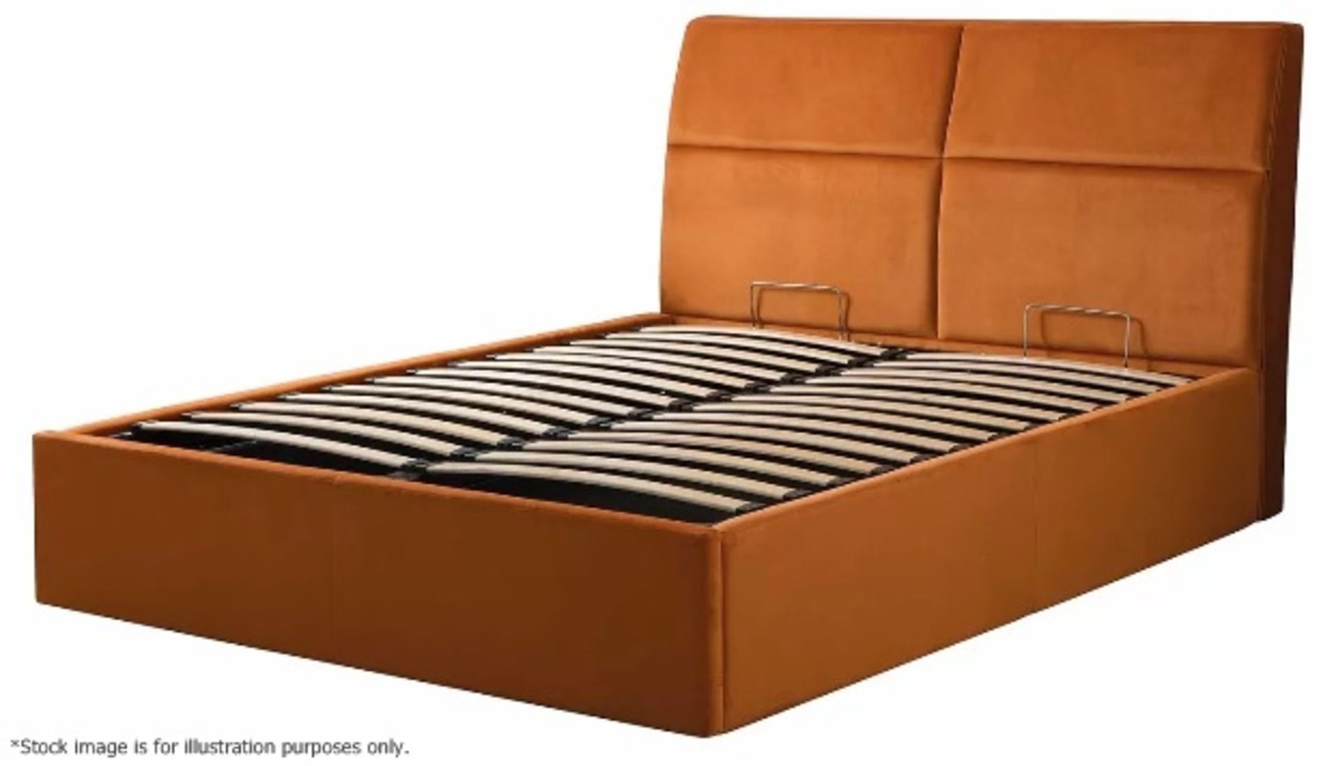 1 x TEMPUR Grafton Ottoman Double Bed Frame Upholstered In An Orange Velvet - 135x190cm - RRP £1,149 - Image 8 of 11