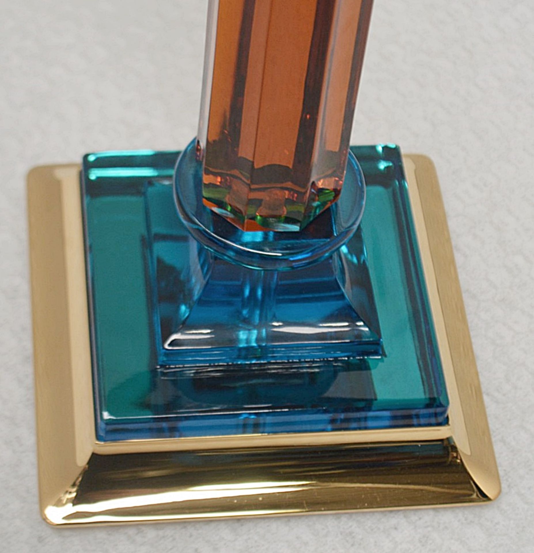 1 x BALDI 'Home Jewels' Italian Hand-crafted Candle Stick In Aquamarine & Amber Crystal - RRP £1,230 - Image 3 of 6