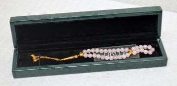 1 x BALDI 'Home Jewels' Italian Hand-crafted Artisan MISBAHA Prayer Beads In Pink Quartz And Gold