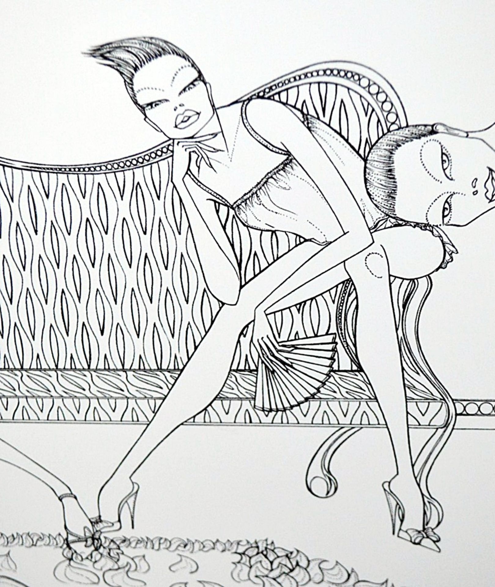 1 x Large 1.5 Metre Rectangular Art Print Illustration On Board Of Ladies - Image 2 of 6