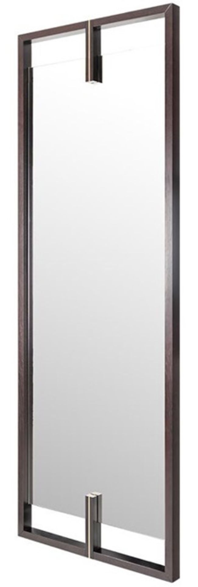 1 x FRATO Lancaster Luxury Mirror With Dark Wood Frame And Brushed Brass Details - RRP £1,288