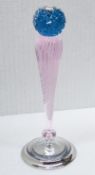 1 x BALDI 'Home Jewels' Italian Hand-crafted Artisan Candle Stick In Blue And Pink Crystal, With A