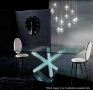 1 x REFLEX 'TRANSEO 72 CRAQUELE' Designer Glass 4-Legged Table Base *Please Read Full Description*