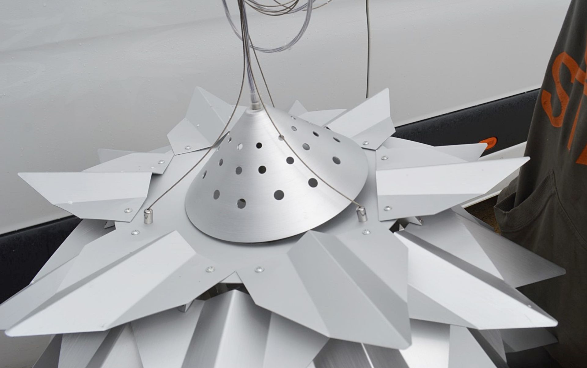 1 x 'Comosus' Statement Ceiling Pendant Light In Aluminium With A Brushed Silver Finish - Image 2 of 6