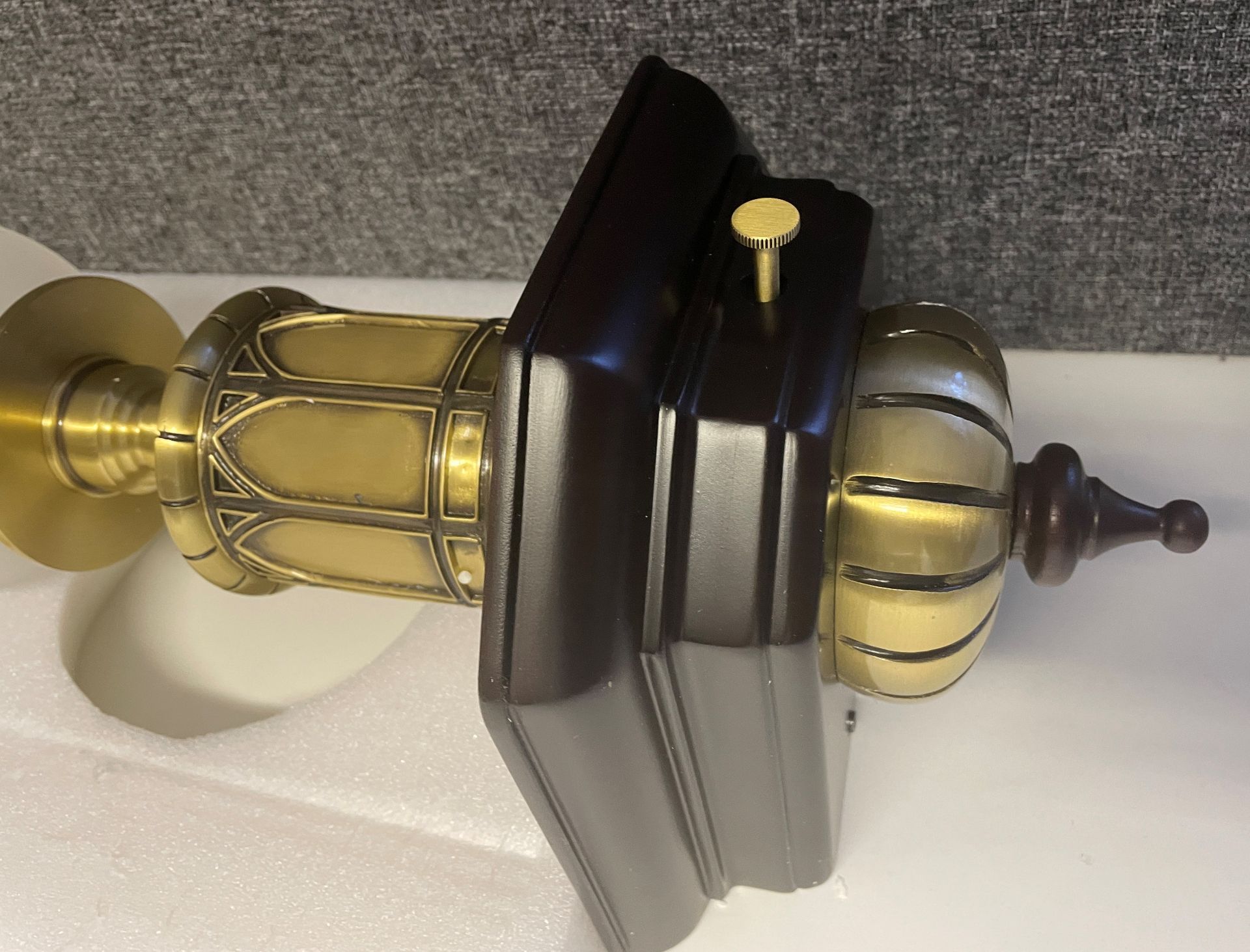 1 x Chelsom Substantial Wall Feature Light with dimmer switch and newall post style brass and glass - Image 7 of 18