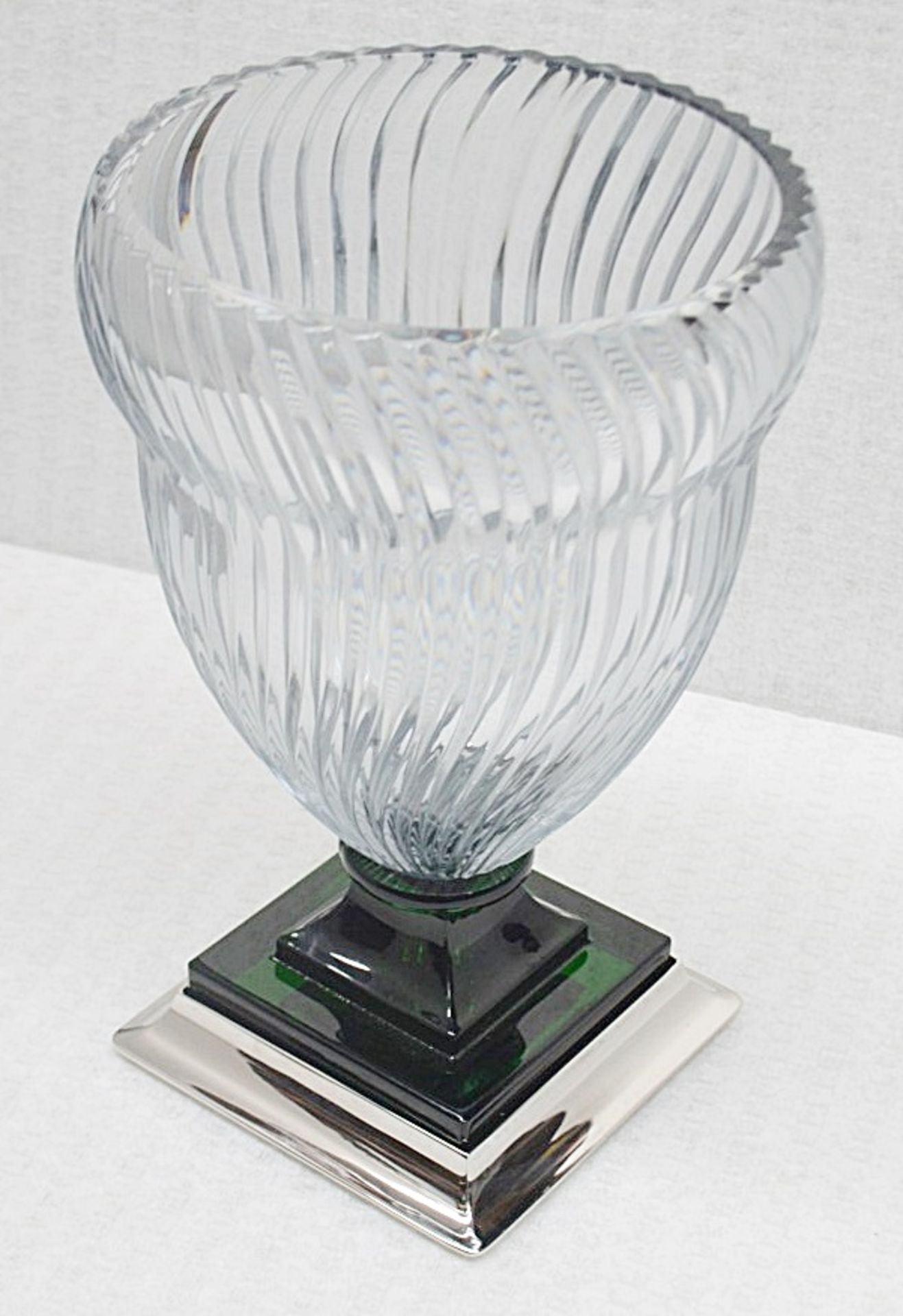 1 x BALDI 'Home Jewels' Italian Hand-crafted Artisan GHIAHDA VASE In A Green & Clear Crystal With - Image 2 of 4